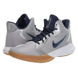 Nike Mens Precision III Basketball Shoe Sneakers Size 12 AQ7495-008 Grey Navy